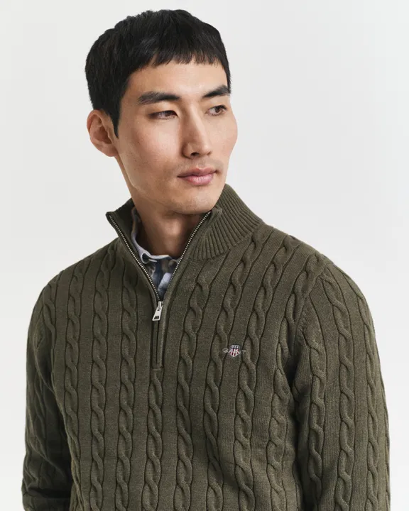Cotton cable half zip