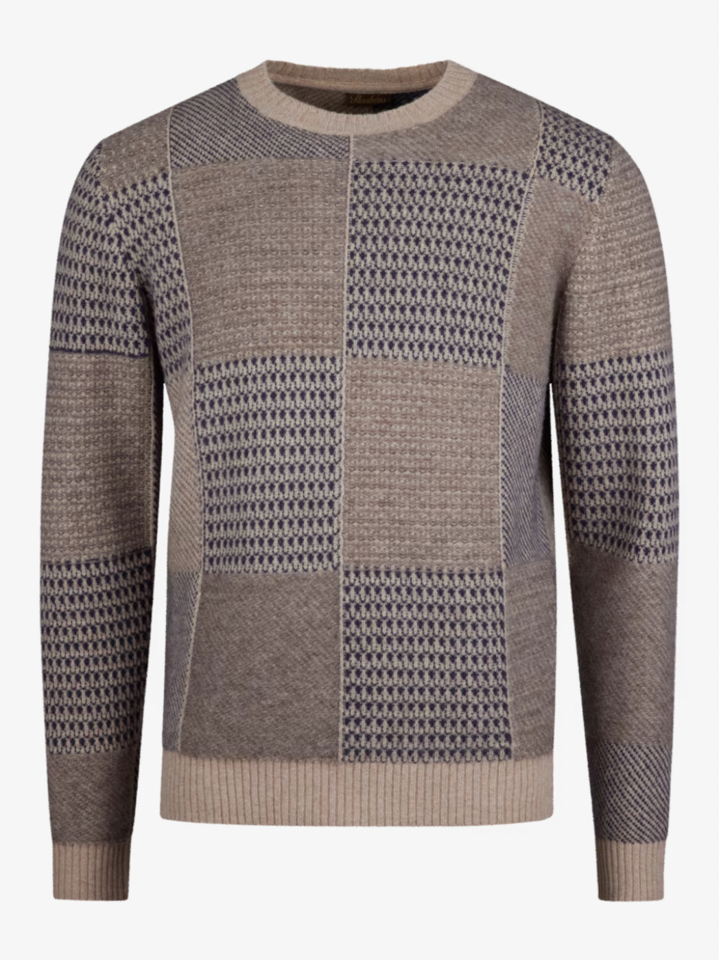 Sweather knitted Crew Neck Patchwork Yak Merino