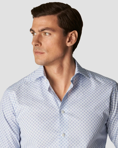 Light Blue Medallion Print Signature Poplin Shirt - Slim fit