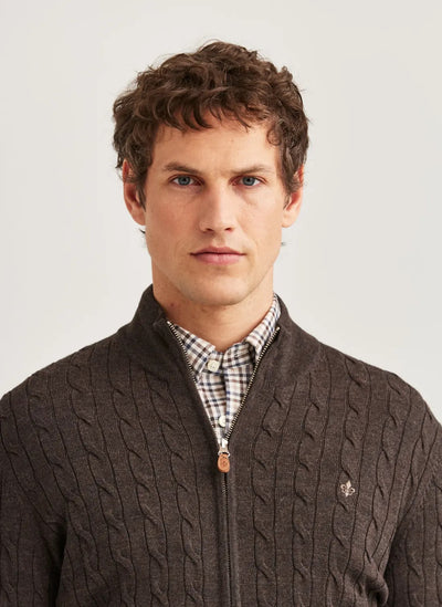 Merino Cable Zip Cardigan