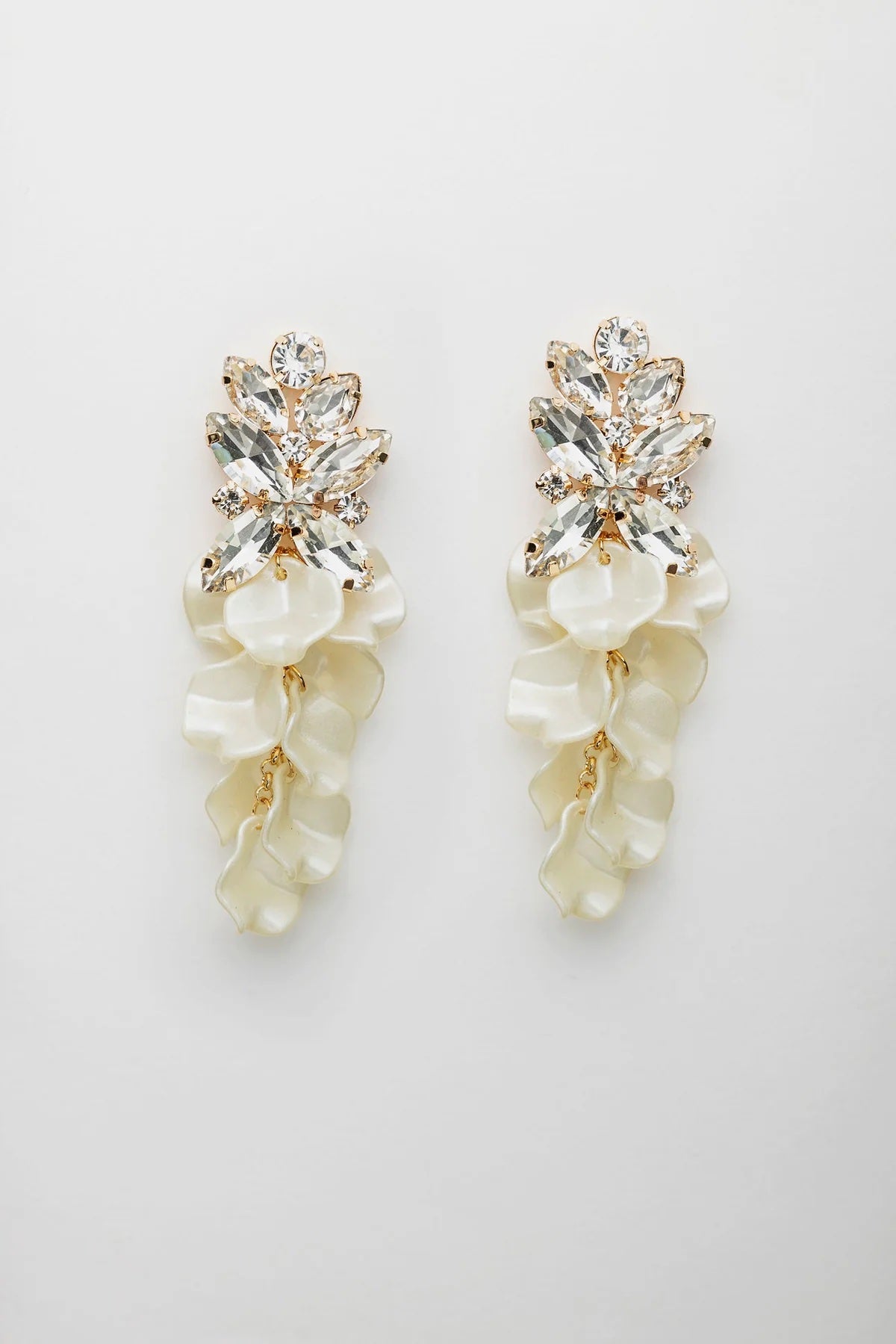 Leaf Big Stone Earrings Offwhite