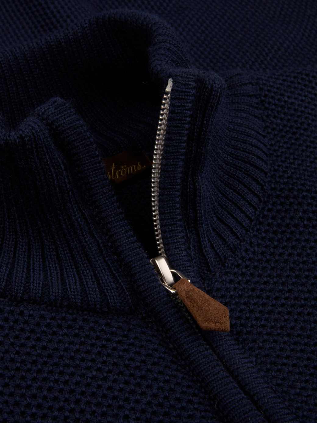 Sweater knitted half zip textured merino wool