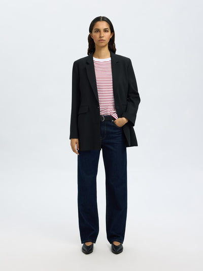 Slfessential Ss Striped Boxy Tee
