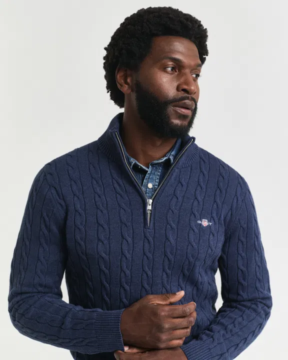 Cotton cable half zip