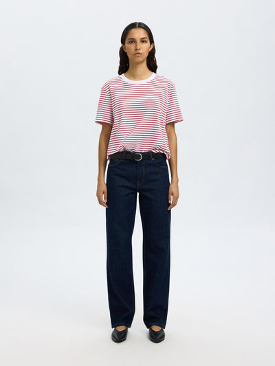 Slfessential Ss Striped Boxy Tee