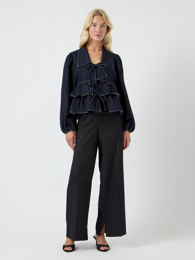 Yascelina Ls Denim Tie Top