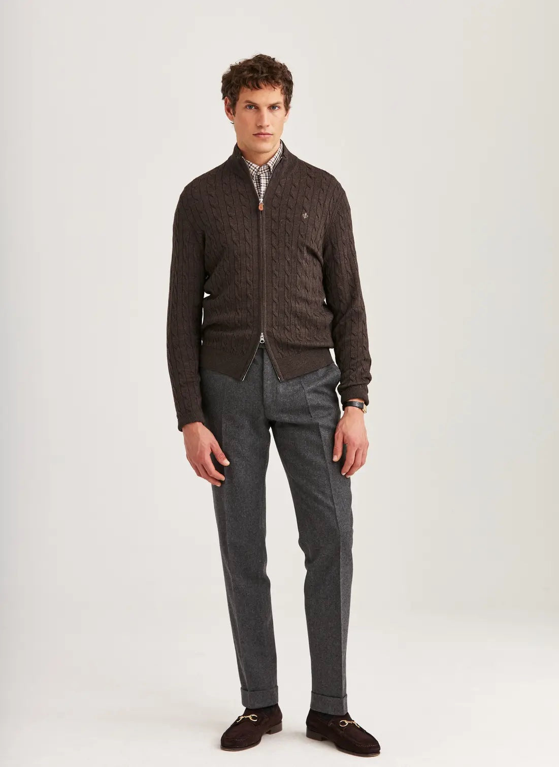 Merino Cable Zip Cardigan