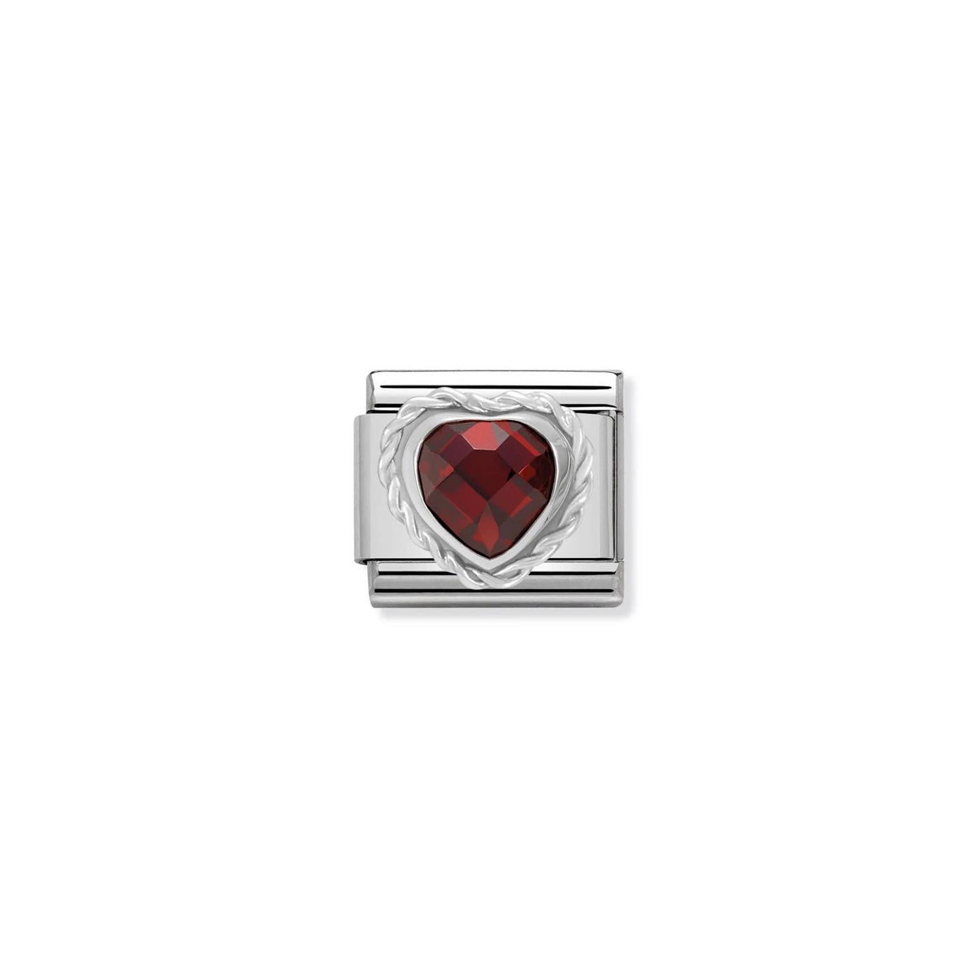 Heart Faceted CZ 925 sterling silver twisted setting and CZ Red