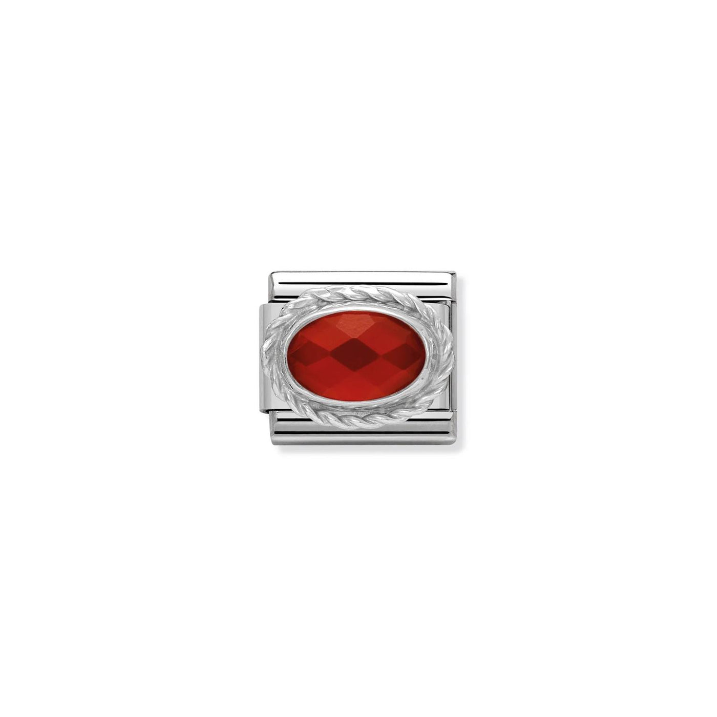 Hard stone with 925 sterling silver twisted setting Faceted Red Agate