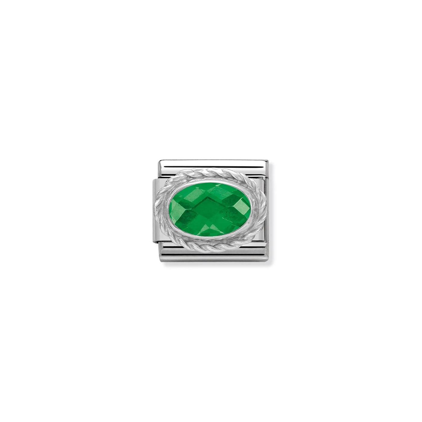 Faceted CZ 925 sterling silver setting and CZ Emerald Green