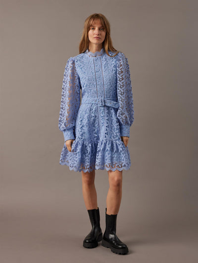 Slfsilja LS embroidery short dress solid
