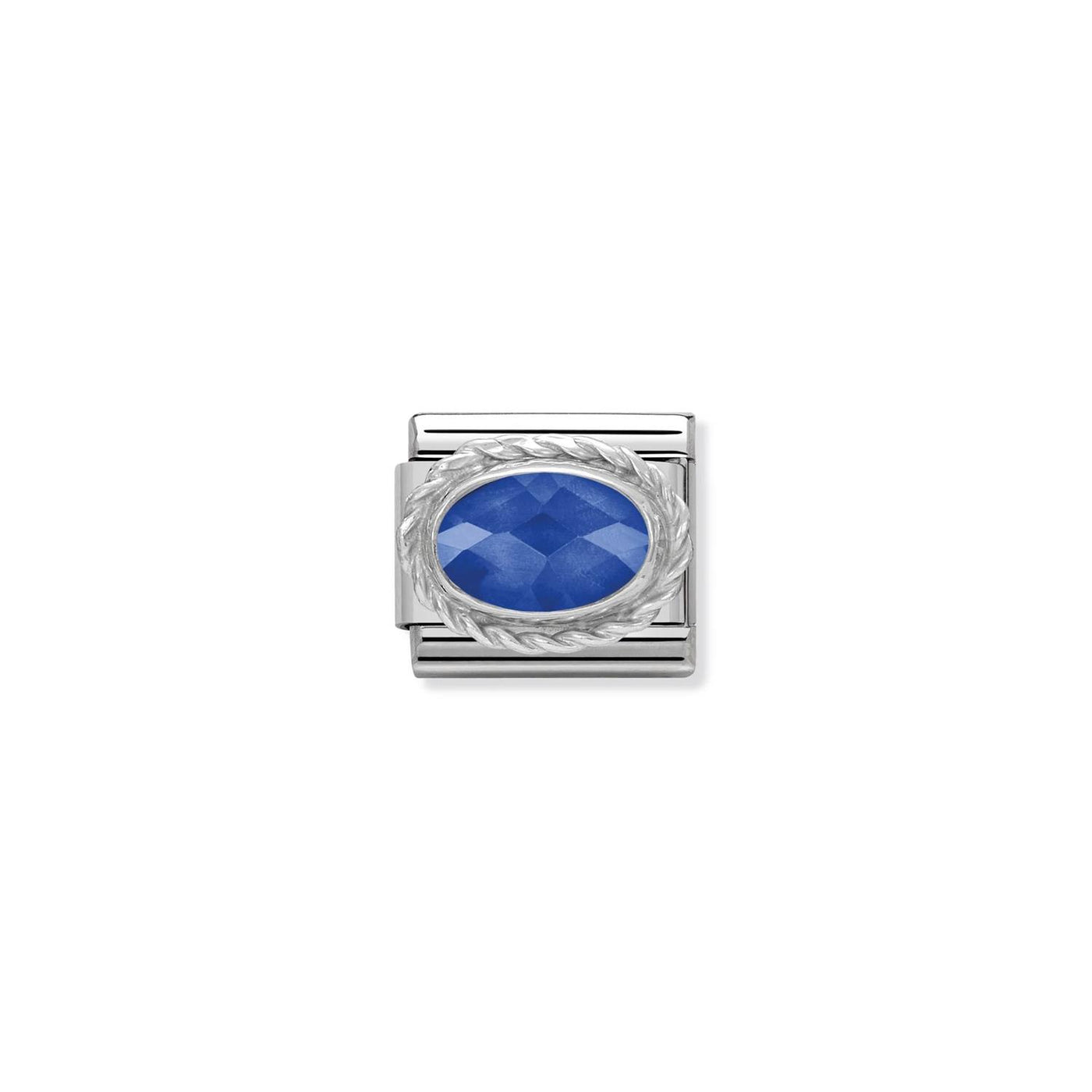 Faceted CZ 925 sterling silver setting and CZ blue